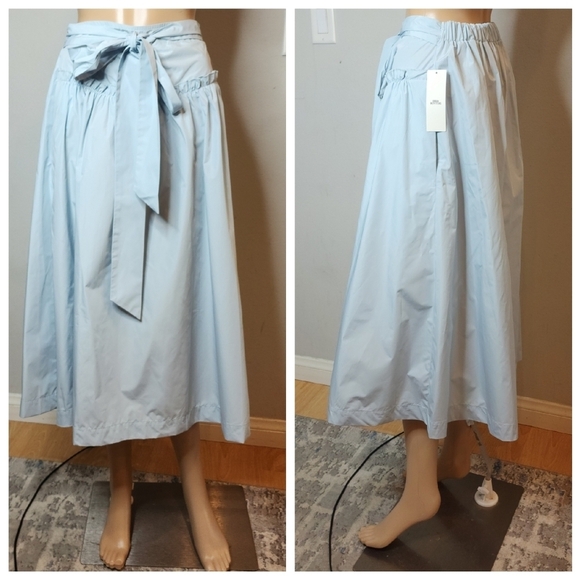 NWT Urban Outfitters Blue Midi Maxi Skirt Stretch Tie Waist Pockets Size Small - Picture 8 of 16